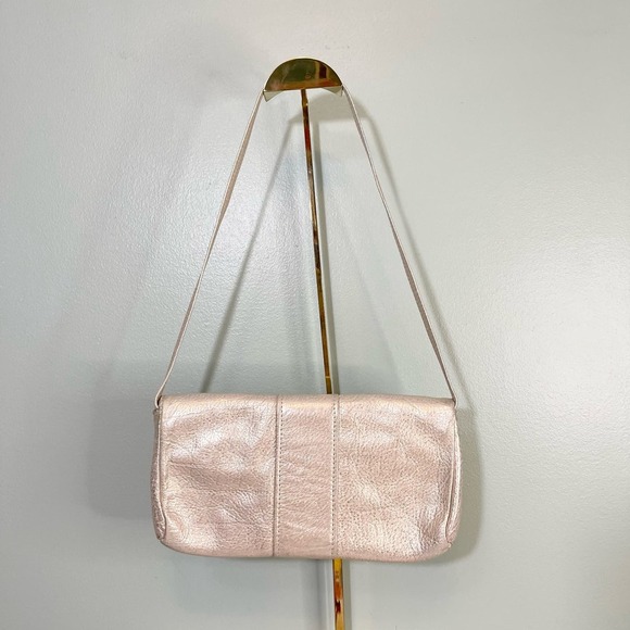 Laudi Vidni Silver Metallic Foldover Leather Sling Mini Shoulder Bag - Picture 2 of 9